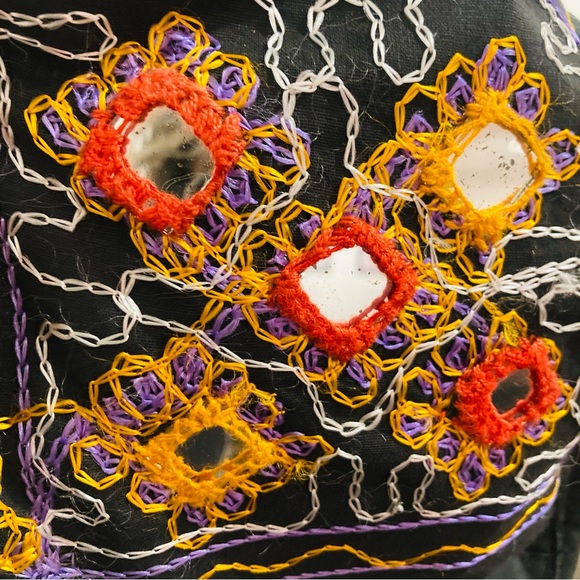 Vintage Y2K Mirrored/Embroidered Black Boho Crossbody Bag - Picture 4 of 8